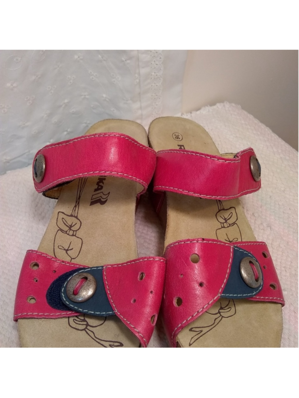 Romika Women's Wedge Sandal BluePink Velcro